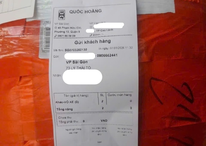 Phiếu giao hàng tại chành xe